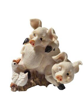 Pig Duck Figurine Tabletop Decor Resin Farm Animal Themed Country Collectible